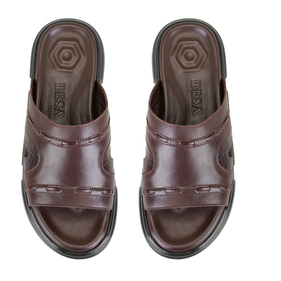 Herbert Kahve Erkek Deri Terlik