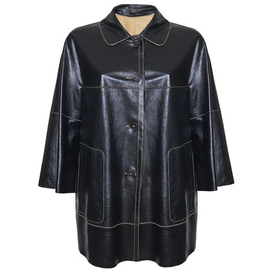 Hiba Kadın Oversize Çift Taraflı Deri Pardösü