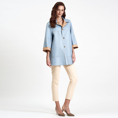 Hiba Kadın Oversize Çift Taraflı Deri Pardösü