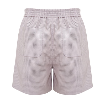 Ines Light Rose Kadın Yüksek Bel Perforeli Deri Şort