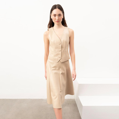 Itala Bej Kadın Deri Yelek