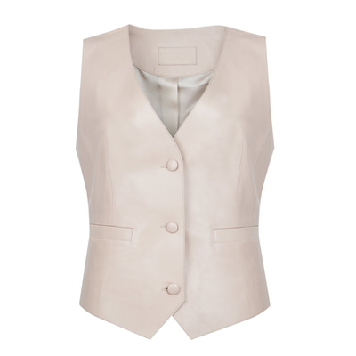 Itala Bej Kadın Deri Yelek