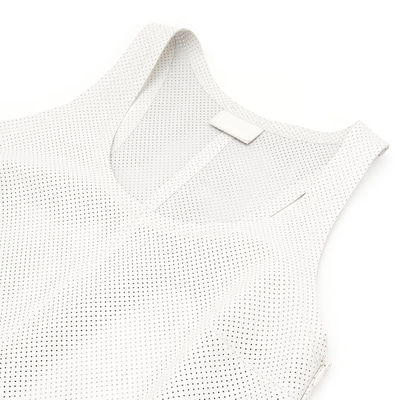 Itala Beyaz Kadın Yuvarlak Yakalı Perforeli Deri Bluz