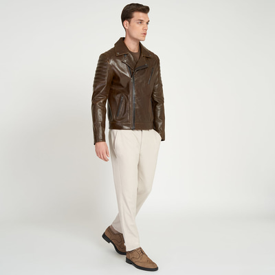 Italo Erkek Deri Biker Mont