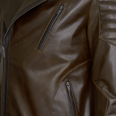 Italo Erkek Deri Biker Mont