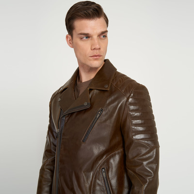 Italo Erkek Deri Biker Mont