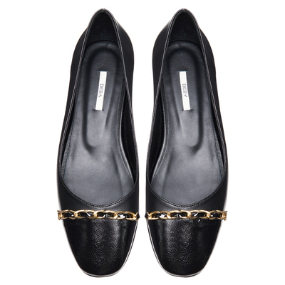 Jacinto Siyah Kadın Zincir Detaylı Deri Babet