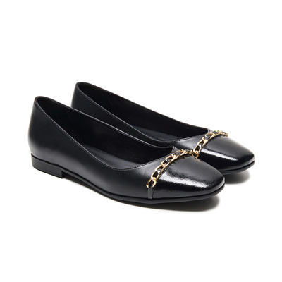 Jacinto Siyah Kadın Zincir Detaylı Deri Babet