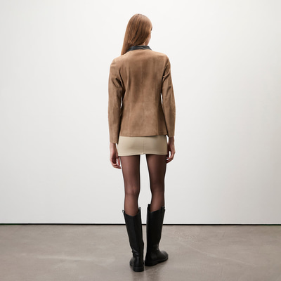 Jane Siyah Süet Kadın Çift Taraflı Süet Deri Pardösü