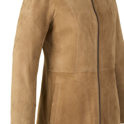 Jane Siyah Süet Kadın Çift Taraflı Süet Deri Pardösü