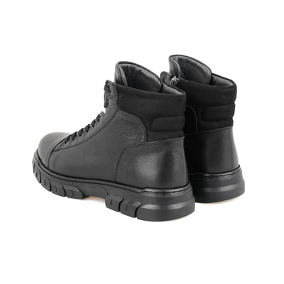 Johnny Siyah Erkek Fermuarlı Deri Bot