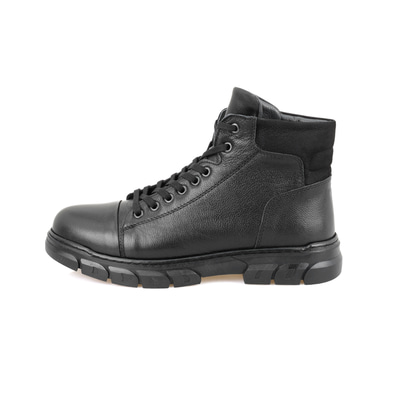 Johnny Siyah Erkek Fermuarlı Deri Bot