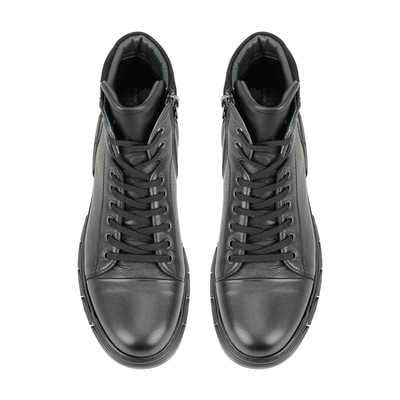 Johnny Siyah Erkek Fermuarlı Deri Bot