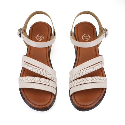 Jolene Bej Kadın Ayarlanabilir Tokalı Deri Sandalet