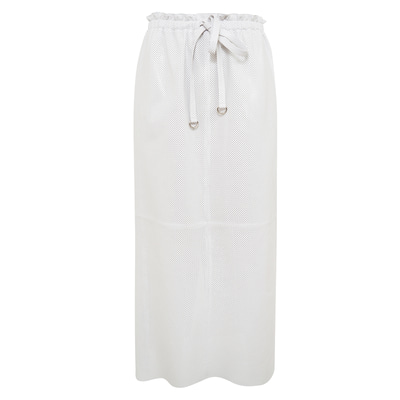 Juliet Beyaz Kadın Perforeli Deri Etek