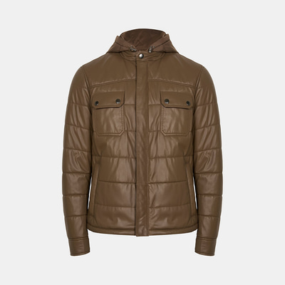 K15003 ERKEK KAPÜŞONLU DERİ MONT