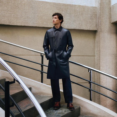 K15055 ERKEK DERİ TRENÇKOT