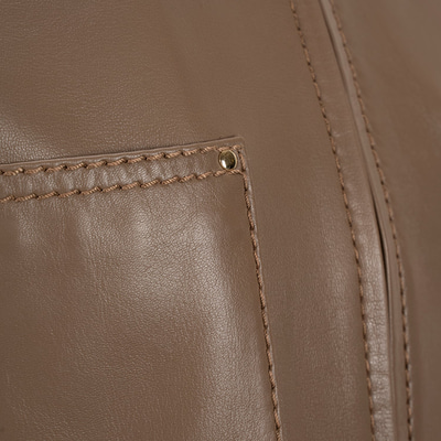 K15072 KADIN YAKASI KÜRKLÜ DERİ CEKET