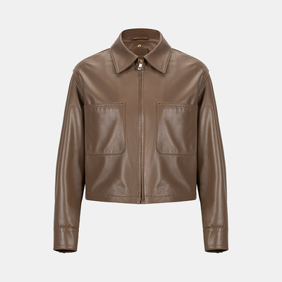 K15072 KADIN YAKASI KÜRKLÜ DERİ CEKET