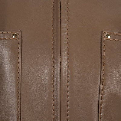 K15072 KADIN YAKASI KÜRKLÜ DERİ CEKET