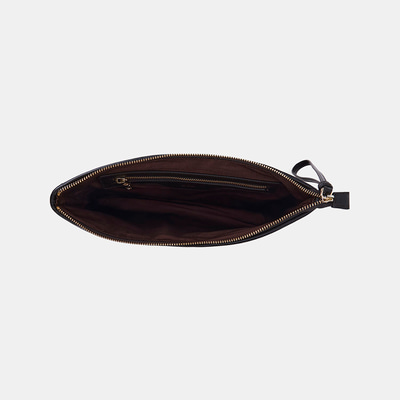 Kadın Acı Kahve El Örgüsü Deri Clutch