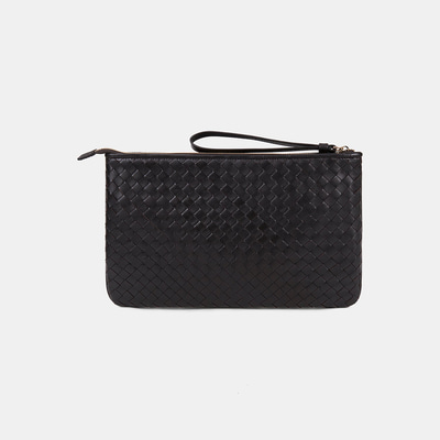 Kadın Acı Kahve El Örgüsü Deri Clutch