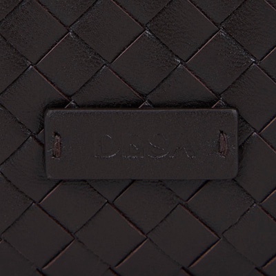 Kadın Acı Kahve El Örgüsü Deri Clutch
