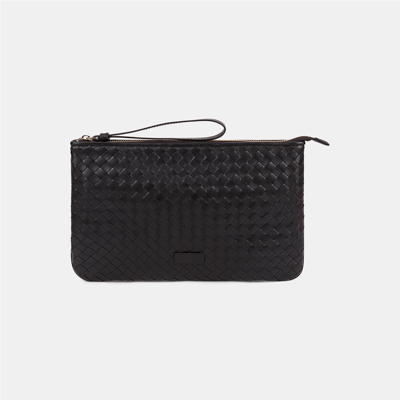 Kadın Acı Kahve El Örgüsü Deri Clutch