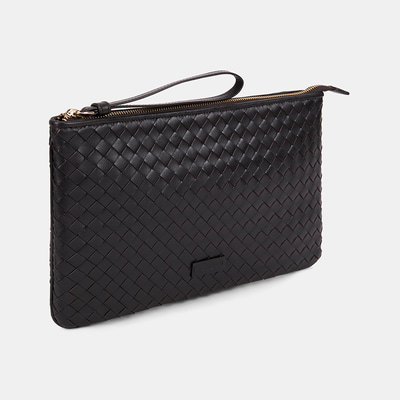 Kadın Acı Kahve El Örgüsü Deri Clutch