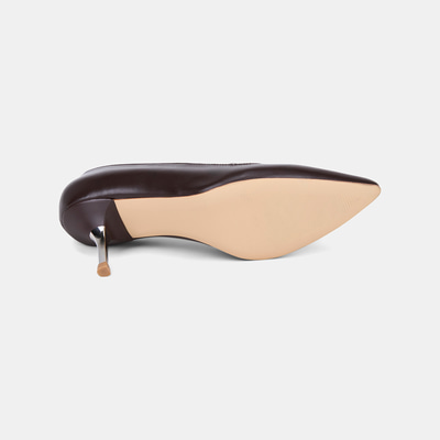 Kadın Acı Kahve Sivri Burunlu Metal Topuklu Deri Stiletto