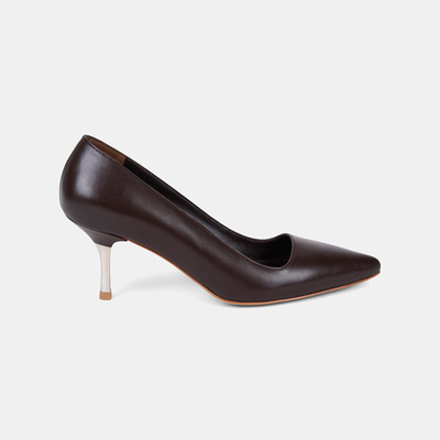 Kadın Acı Kahve Sivri Burunlu Metal Topuklu Deri Stiletto