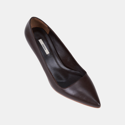 Kadın Acı Kahve Sivri Burunlu Metal Topuklu Deri Stiletto