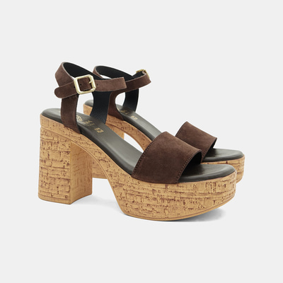 Kadın Acı Kahve Tek Bantlı Platform Topuklu Süet Sandalet