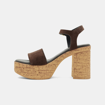 Kadın Acı Kahve Tek Bantlı Platform Topuklu Süet Sandalet