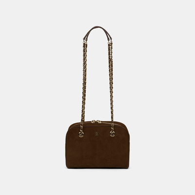 Kadın Acı Kahve Zincir Askılı Süet Deri Omuz Çantası