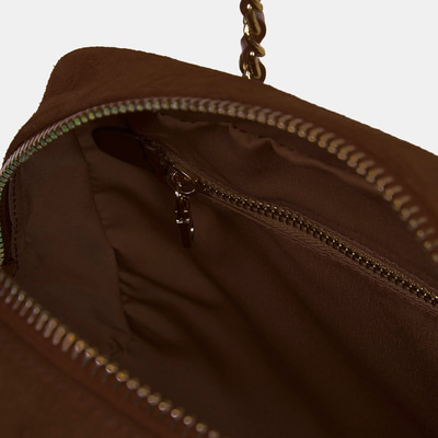 Kadın Acı Kahve Zincir Askılı Süet Deri Omuz Çantası