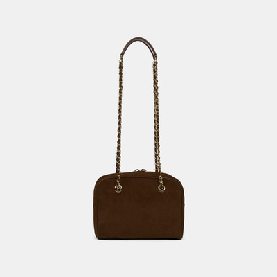 Kadın Acı Kahve Zincir Askılı Süet Deri Omuz Çantası