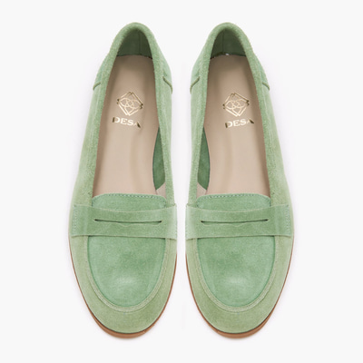 Kadın Açık Yeşil Süet Deri Loafer