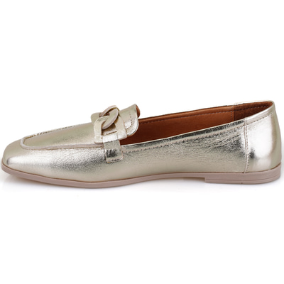Kadın Altın Deri Loafer