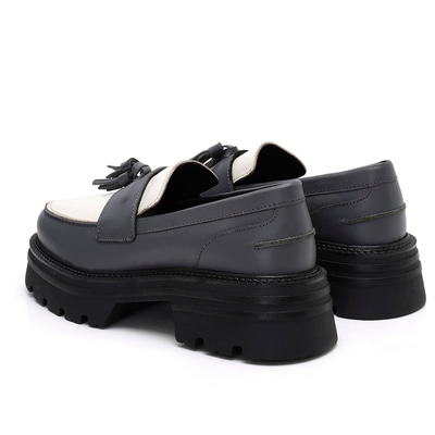 Kadın Antrasit Deri Loafer