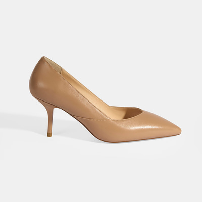 Kadın Bej Deri Topuklu Klasik Ayakkabı