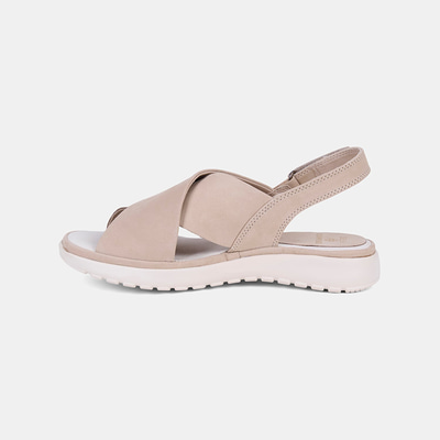 Kadın Bej DesaComfort Çapraz Bantlı Nubuk Deri Sandalet