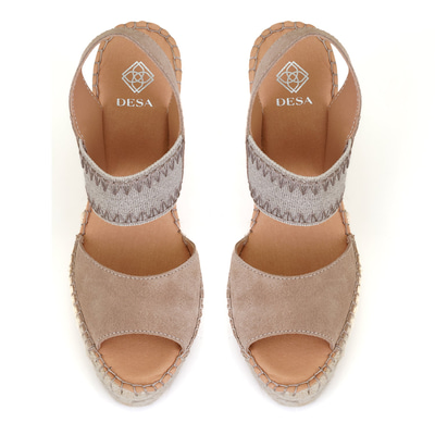 Kadın Bej Dolgu Topuklu Espadril Sandalet