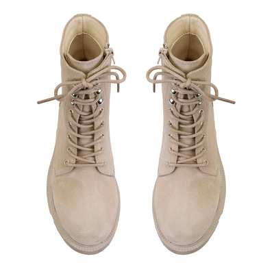 Kadın Bej Fermuarlı Süet Deri Bot