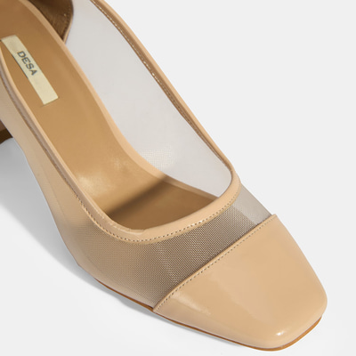 Kadın Bej File Detaylı Topuklu Klasik Ayakkabı