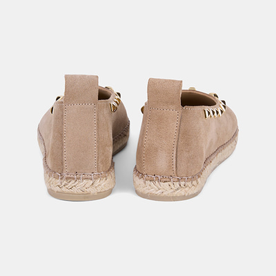 Kadın Bej Gold Zımba Detaylı Süet Espadril