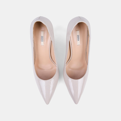 Kadın Bej Kroko Baskılı Sivri Burunlu Klasik Deri Stiletto
