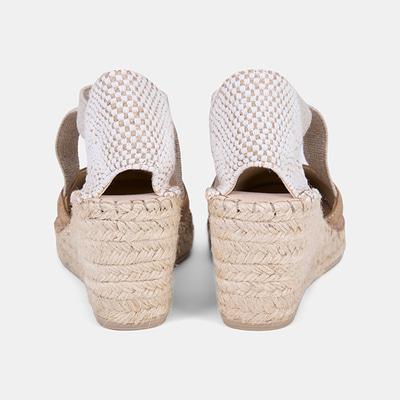 Kadın Bej Lastikli Dolgu Topuklu Süet Espadril