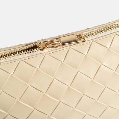 Kadın Bej Örgü Baskılı El Çantası