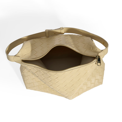 Kadın Bej Örgü Baskılı Omuz Çantası